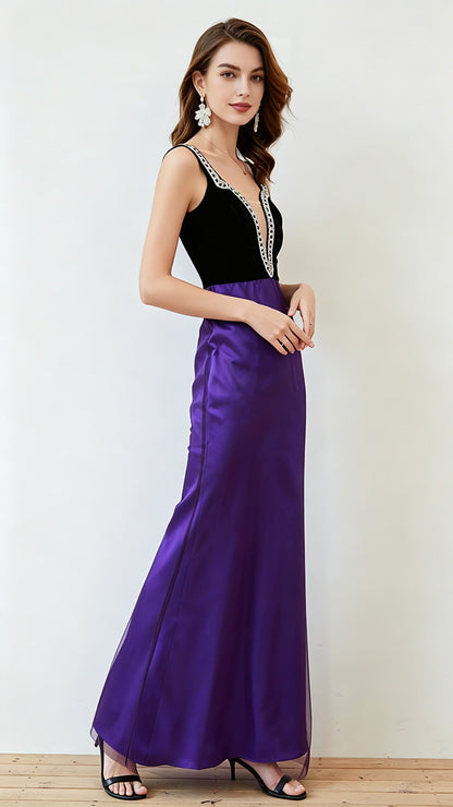 Classy Mermaid Purple Mermaid Tulle Formal Dress LFNC0013