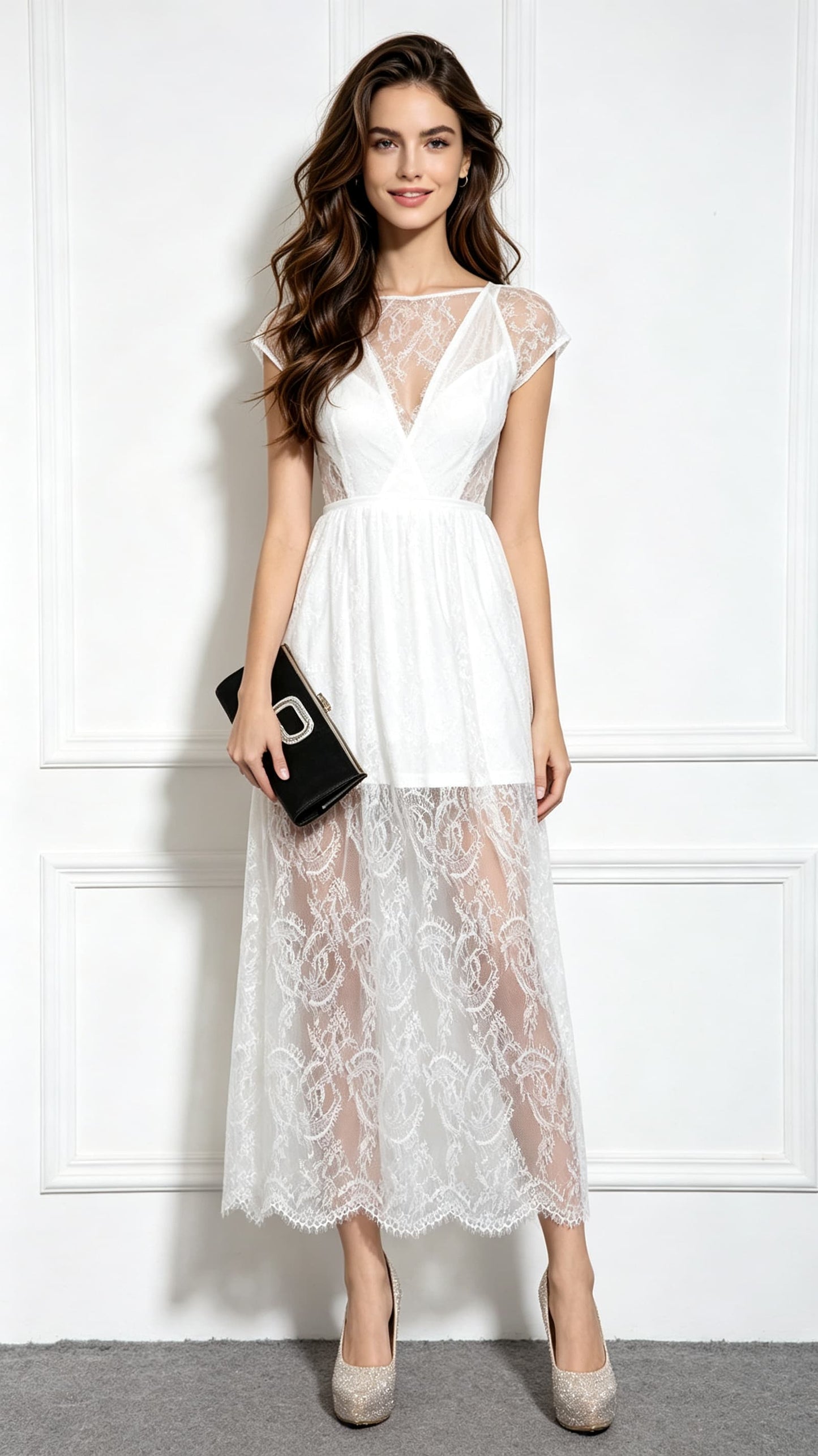 Gorgeous A-line White Lace Formal Dress LFNC0006