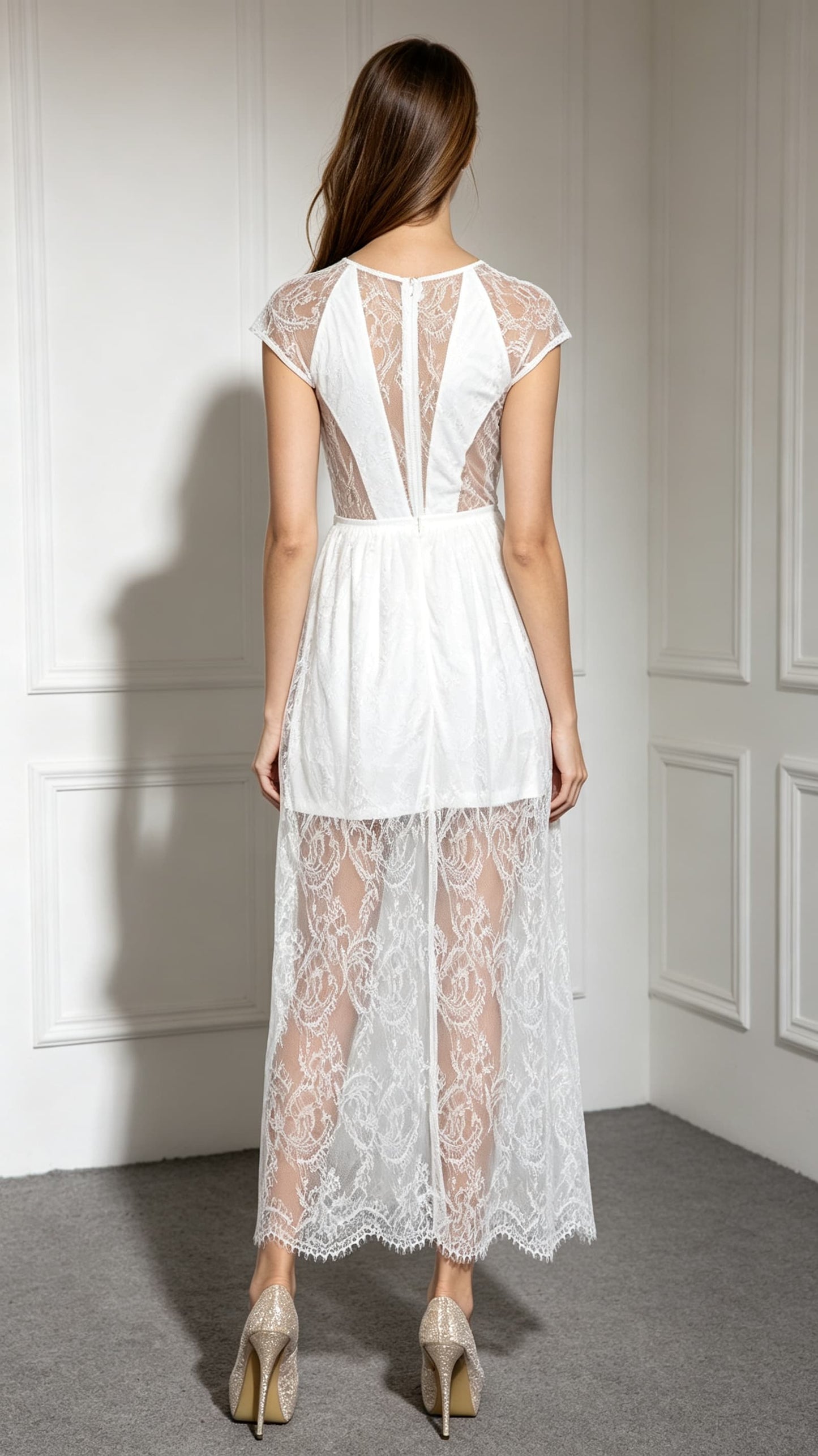 Gorgeous A-line White Lace Formal Dress LFNC0006