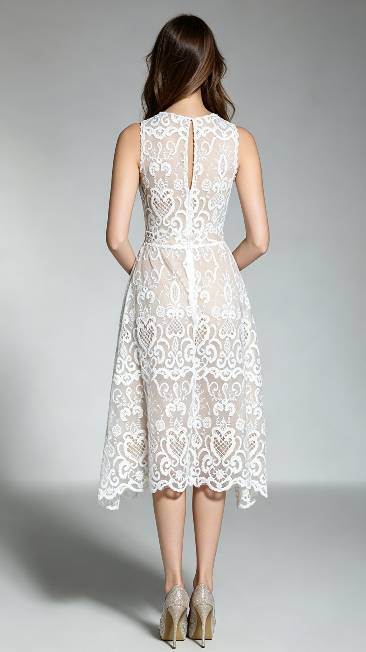Elegant A-line White  Lace Formal Dress LFNC0003