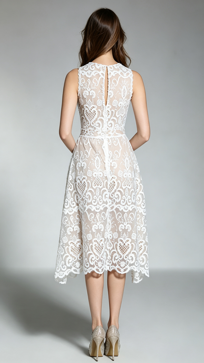 Elegant A-line White  Lace Formal Dress LFNC0003