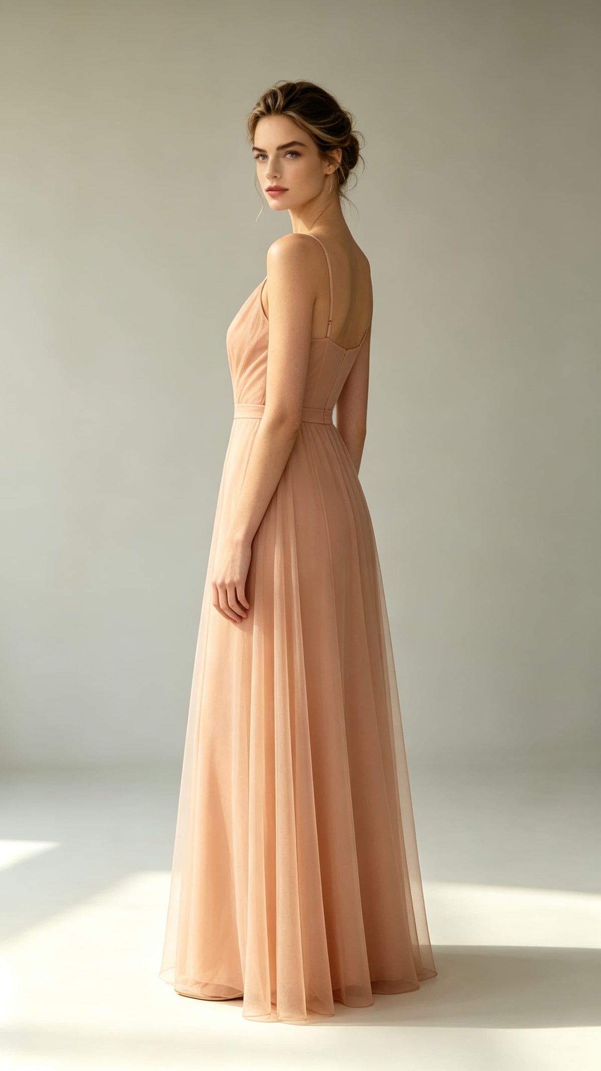 Classy A-line Orange Evening Gowns UK Straps Tulle Long Prom Gowns LFNL0811