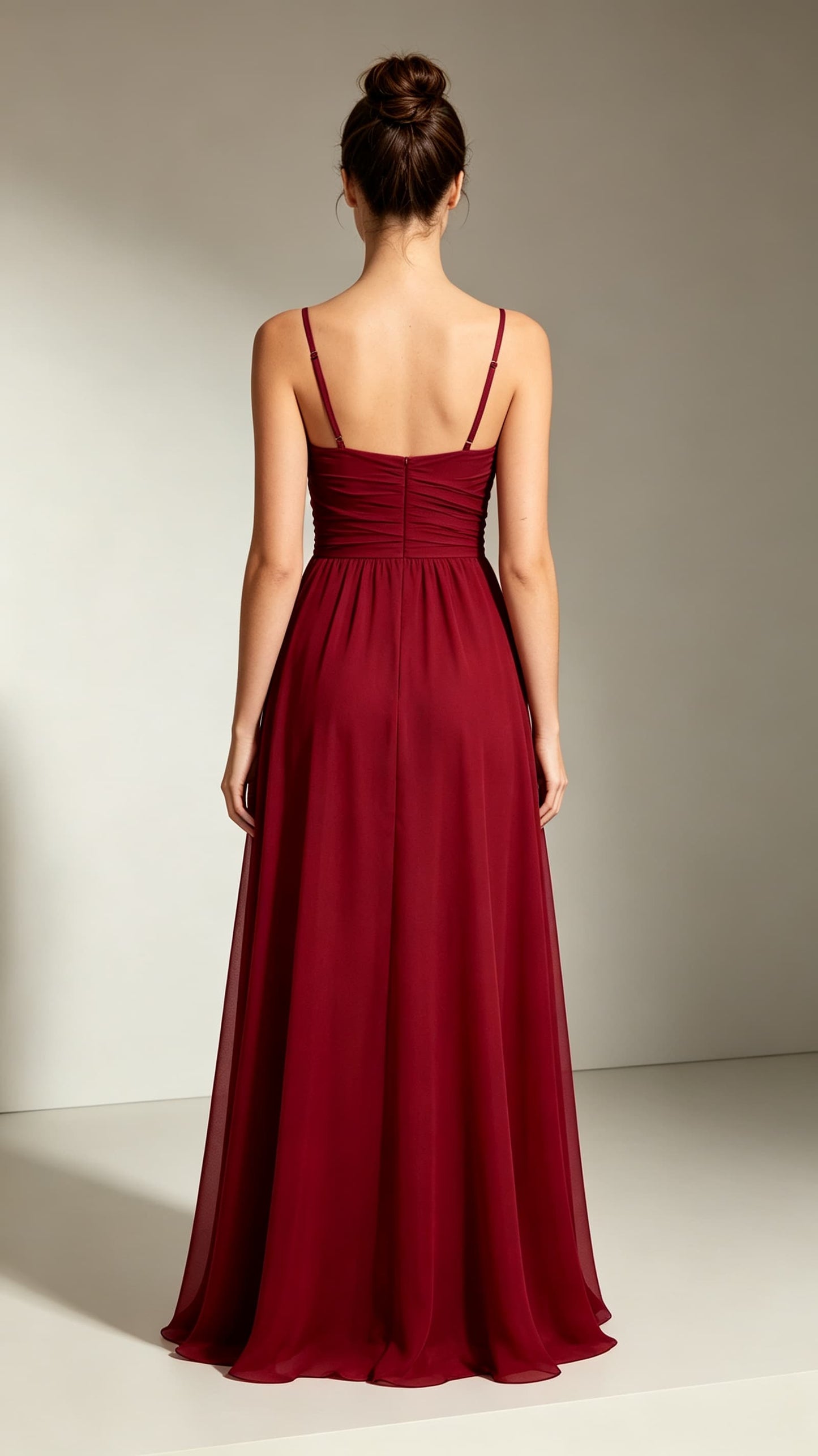 Lovely A-line Red Evening Gowns Straps Chiffon Maxi Dress LFNL0781