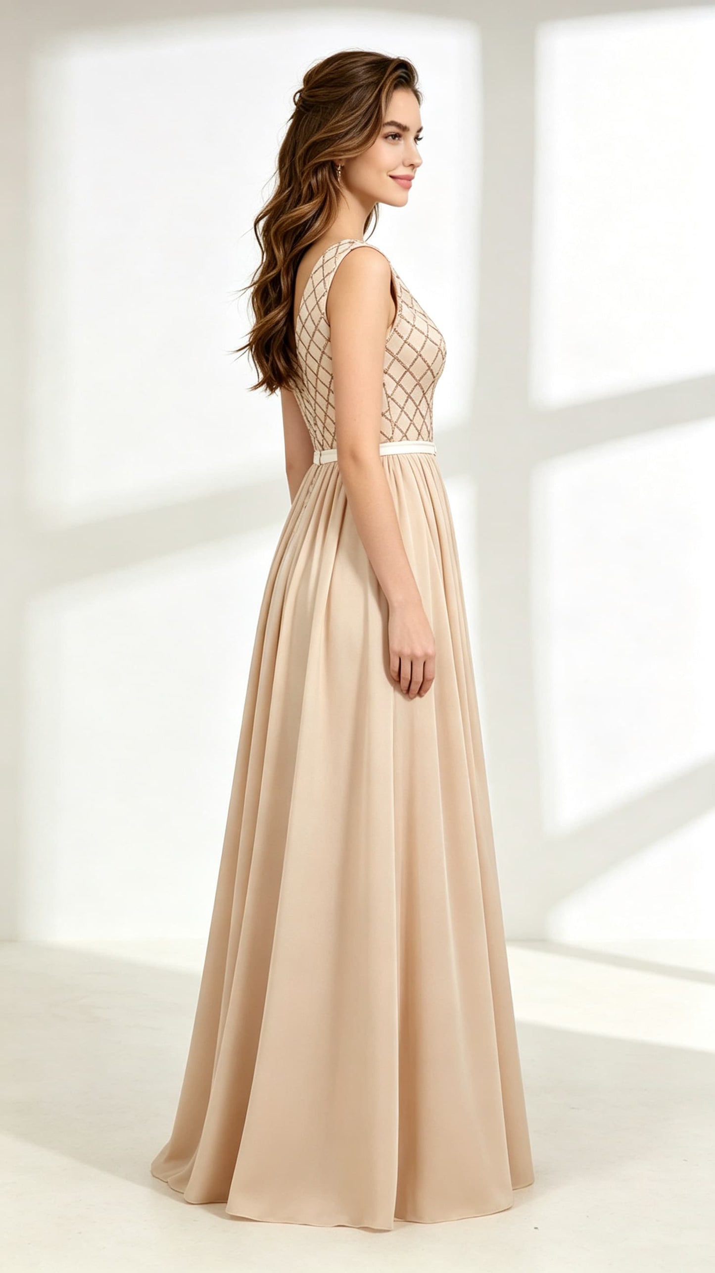 Beautiful tailored A-line Yellow Evening Dress V Neck Chiffon Long Formal Dress LFNL0608