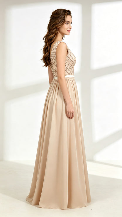 Beautiful tailored A-line Yellow Evening Dress V Neck Chiffon Long Formal Dress LFNL0608