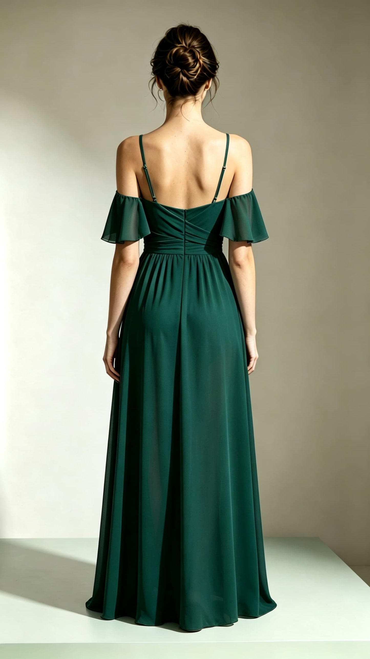 Lovely A-line Green Bridesmaid Gowns Straps Chiffon Maxi Dress LFNL0728