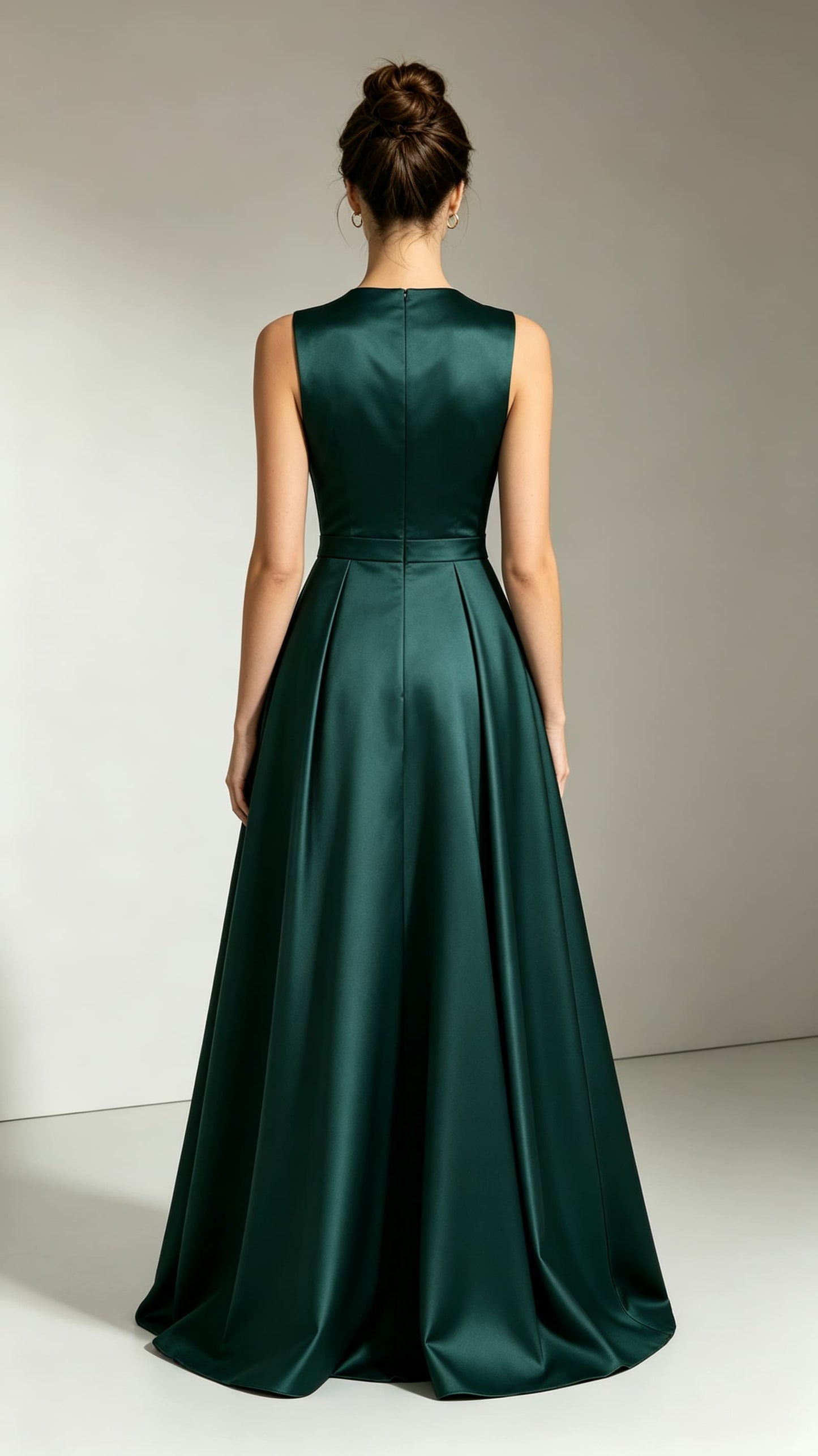 Dreamy A-line Green Evening Gowns V Neck Satin Prom Gowns LFNL0752