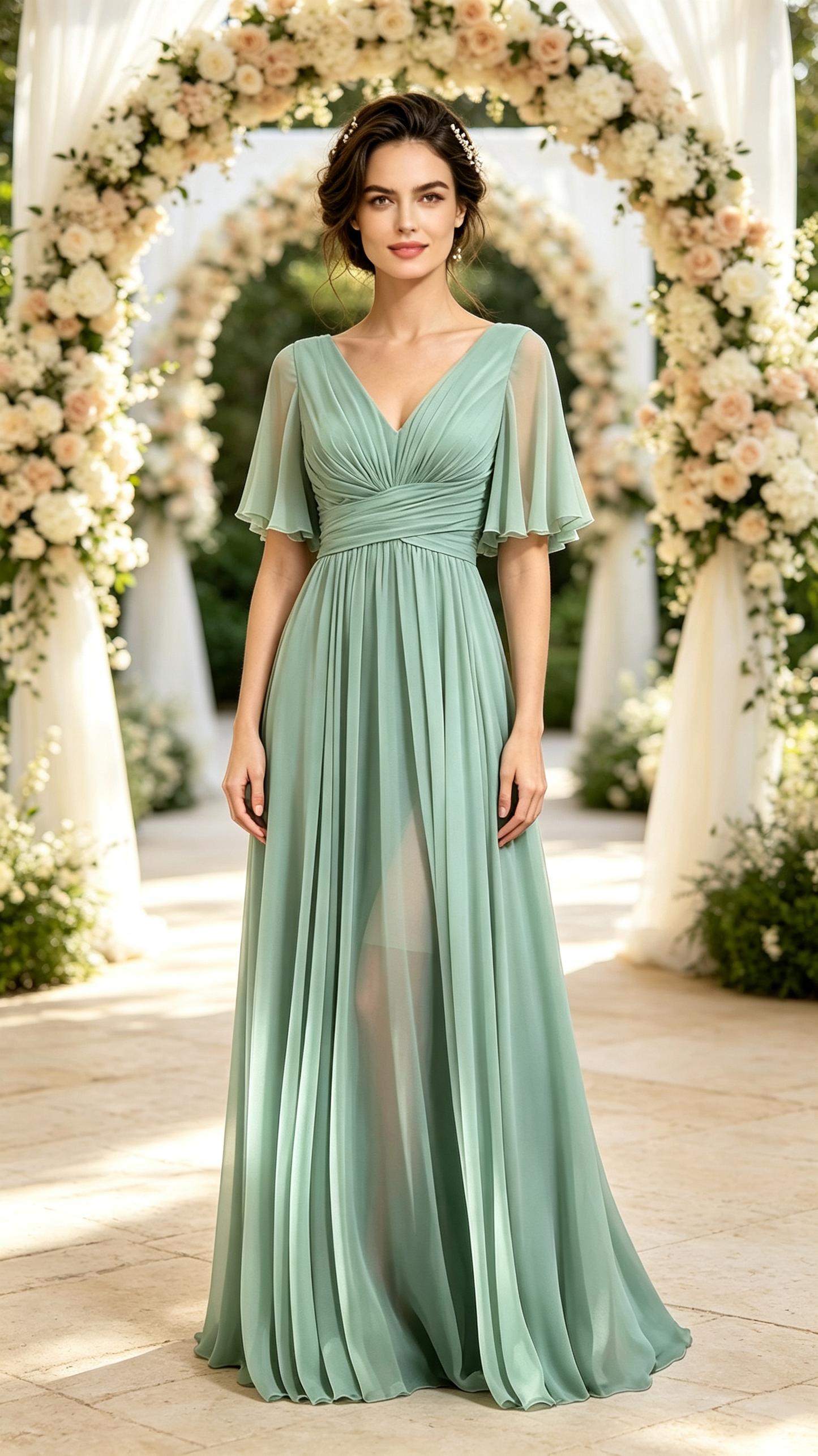 Gorgeous A-line Green  Chiffon Formal Dress LFNG0001