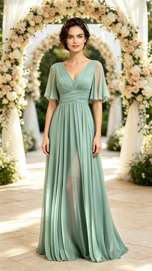 Gorgeous A-line Green  Chiffon Formal Dress LFNG0001