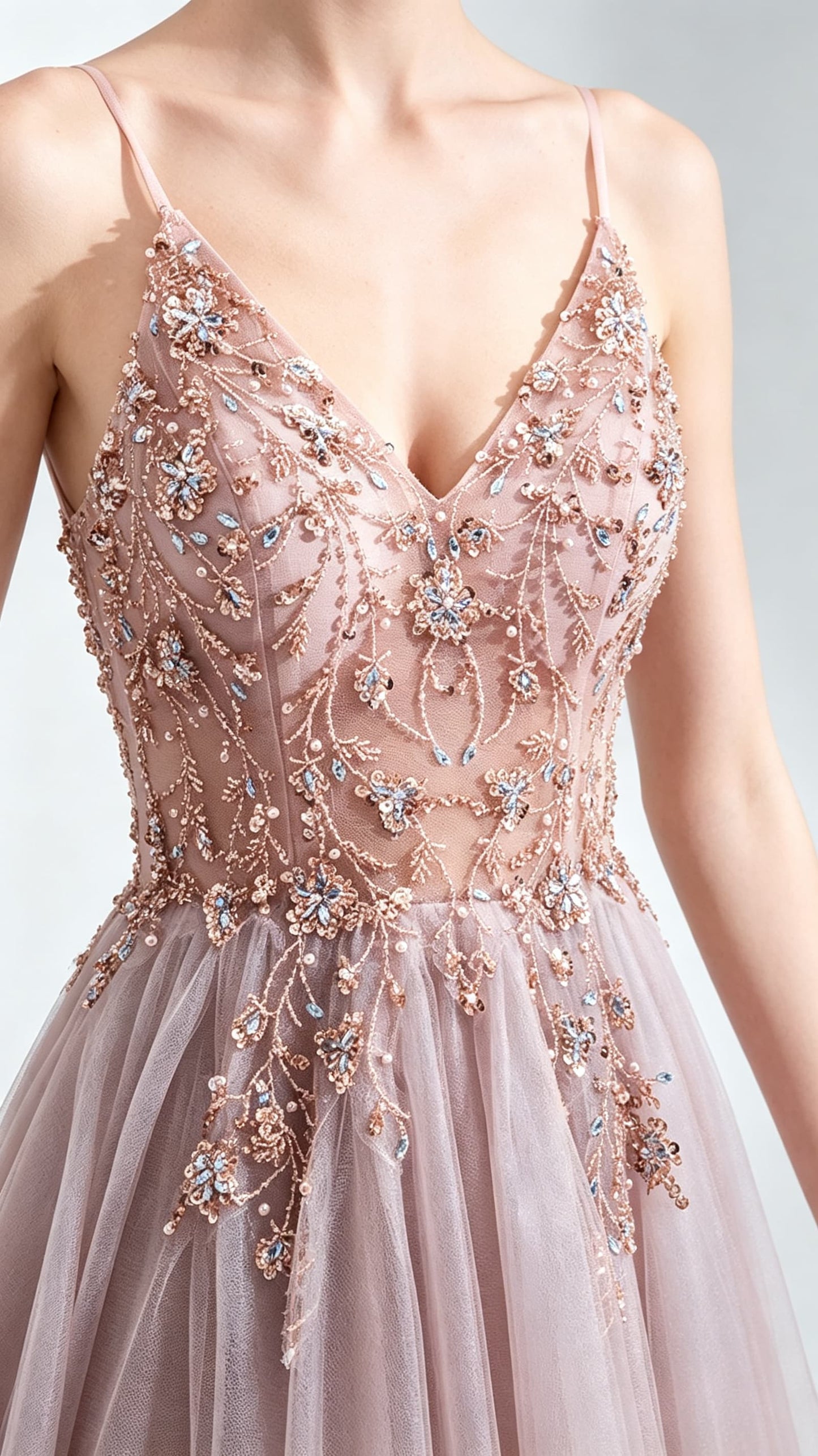 Beautiful tailored A-line Pink Evening Dress Straps Organza Long Formal Dress LFNC0143