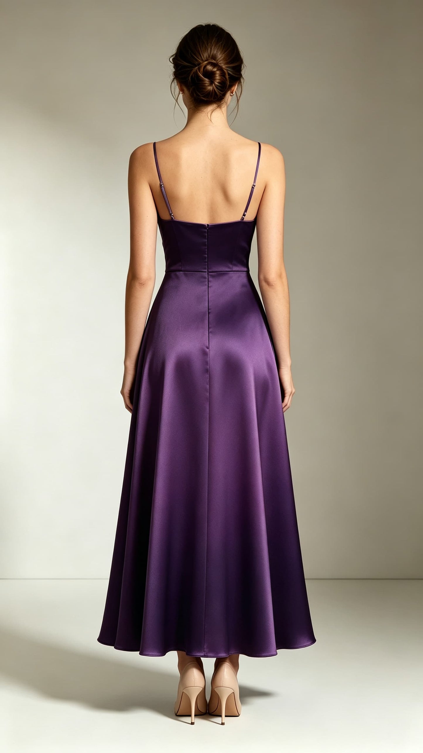 Gorgeous A-line Purple Evening Gowns Straps Satin Long Formal Dress LFNL0715