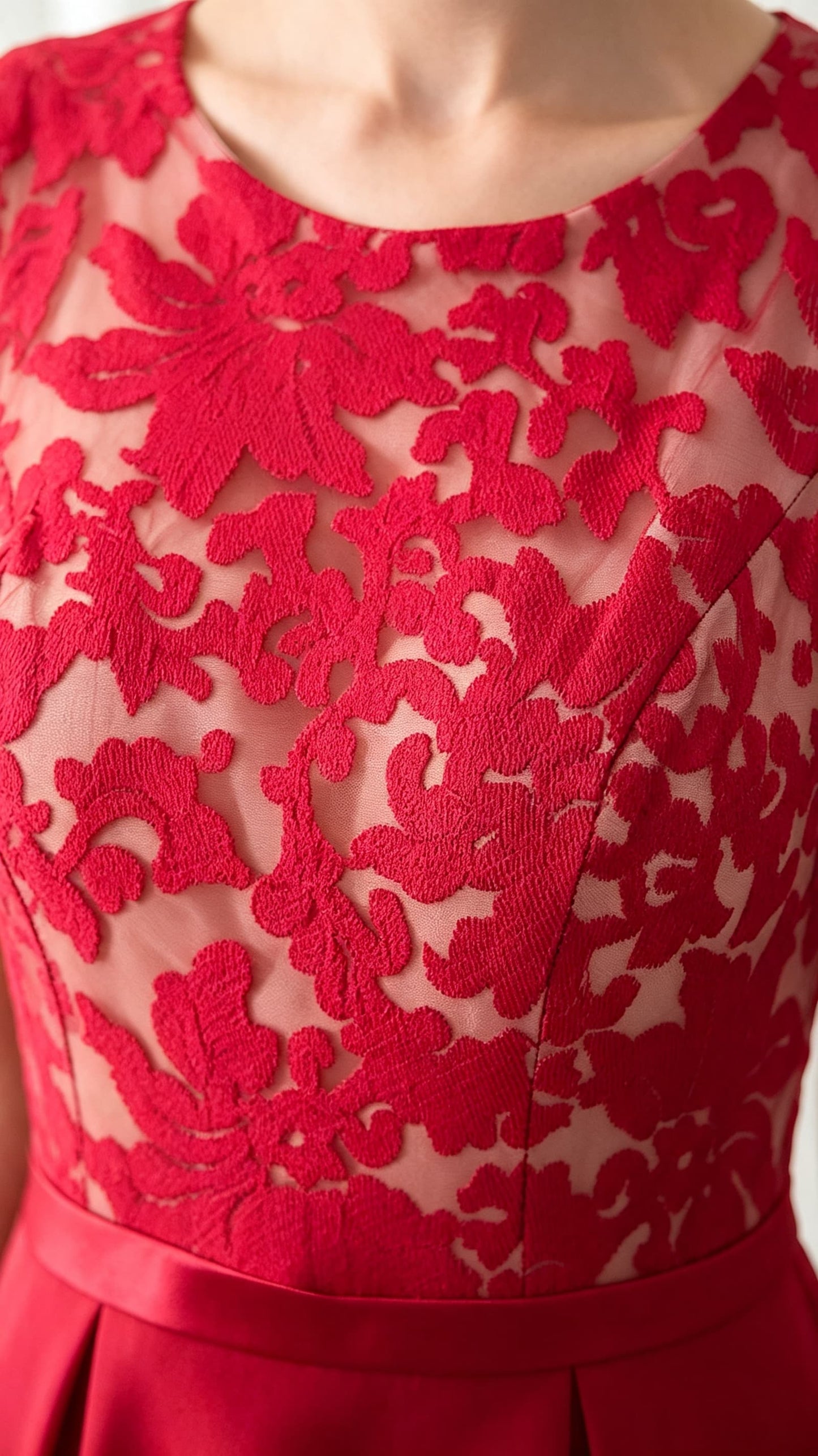 Timeless A-line Red Bridesmaid Gowns Round Neck Lace Short Formal Dress LFNL0610