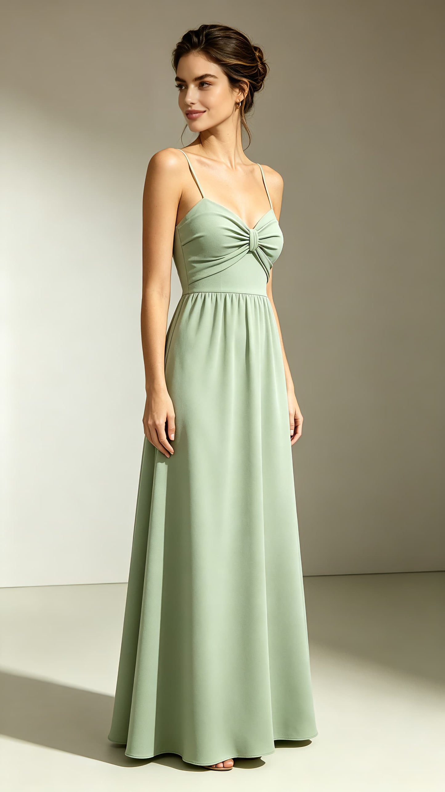 Eye-catching A-line Green Evening Gowns Straps Polyester Maxi Dress LFNL0790