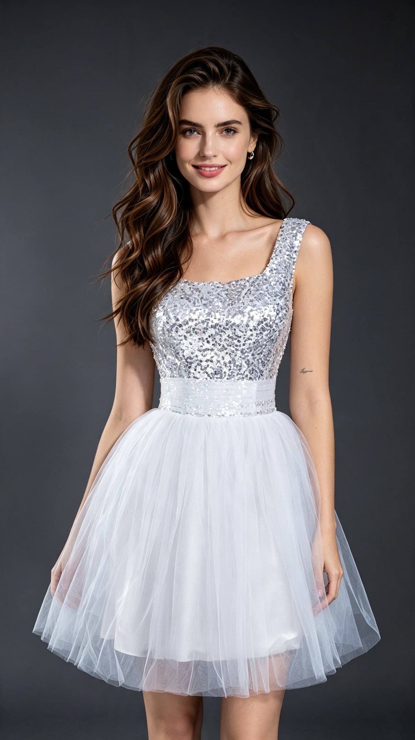 Dreamy A-line White Homecoming Dress Straps Sequins&Lace Short Formal Dress LFNL0611