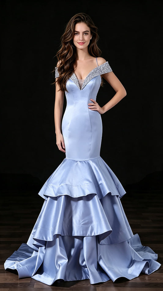 Sleek Mermaid Purple Evening Gowns Straps Satin Long Formal Dress LFNL0676