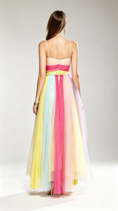 Gorgeous A-line Colorful Straps Organza Formal Dress LFNC0012