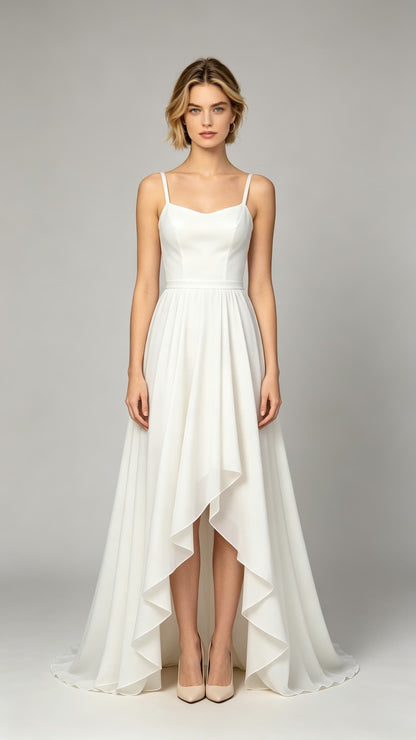 Classy A-line Ivory Evening Gowns Straps Chiffon Maxi Dress LFNL0789